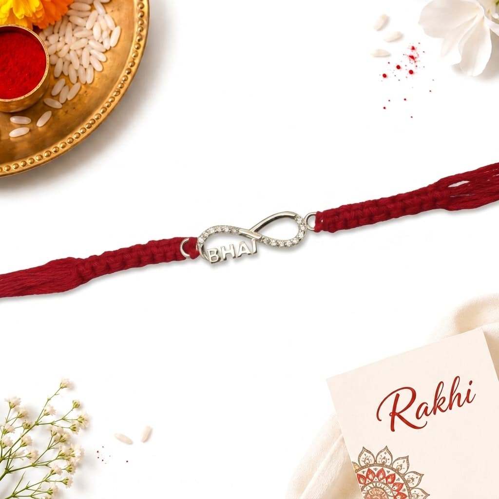 Bhai Infinity CZ Silver Rakhi
