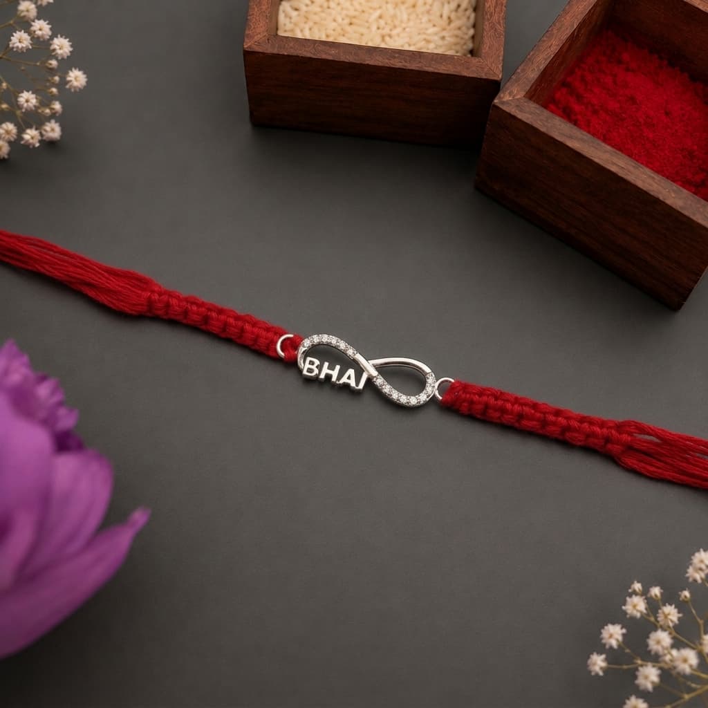 Bhai Infinity CZ Silver Rakhi