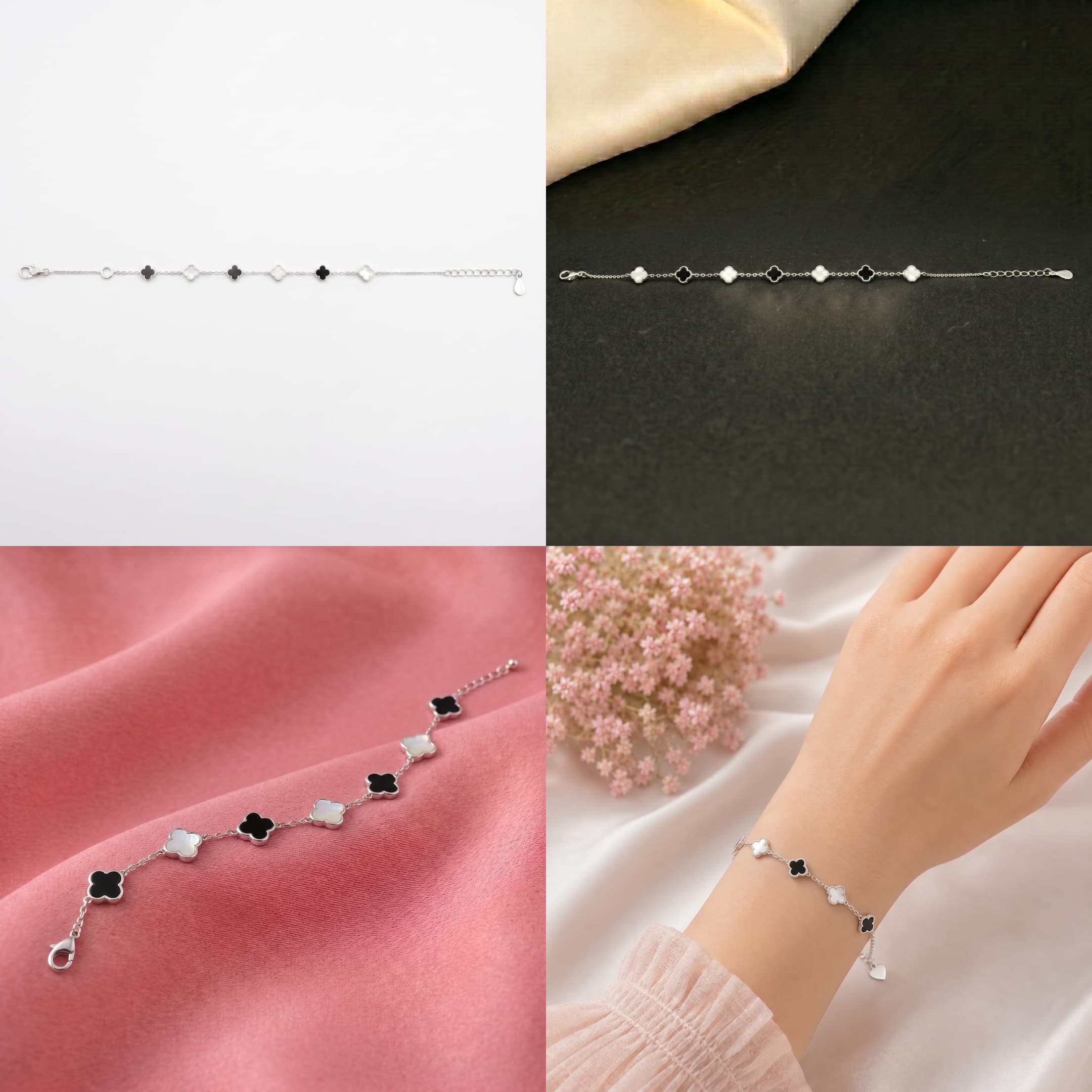 Clover Onyx & Pearl Bracelet 5