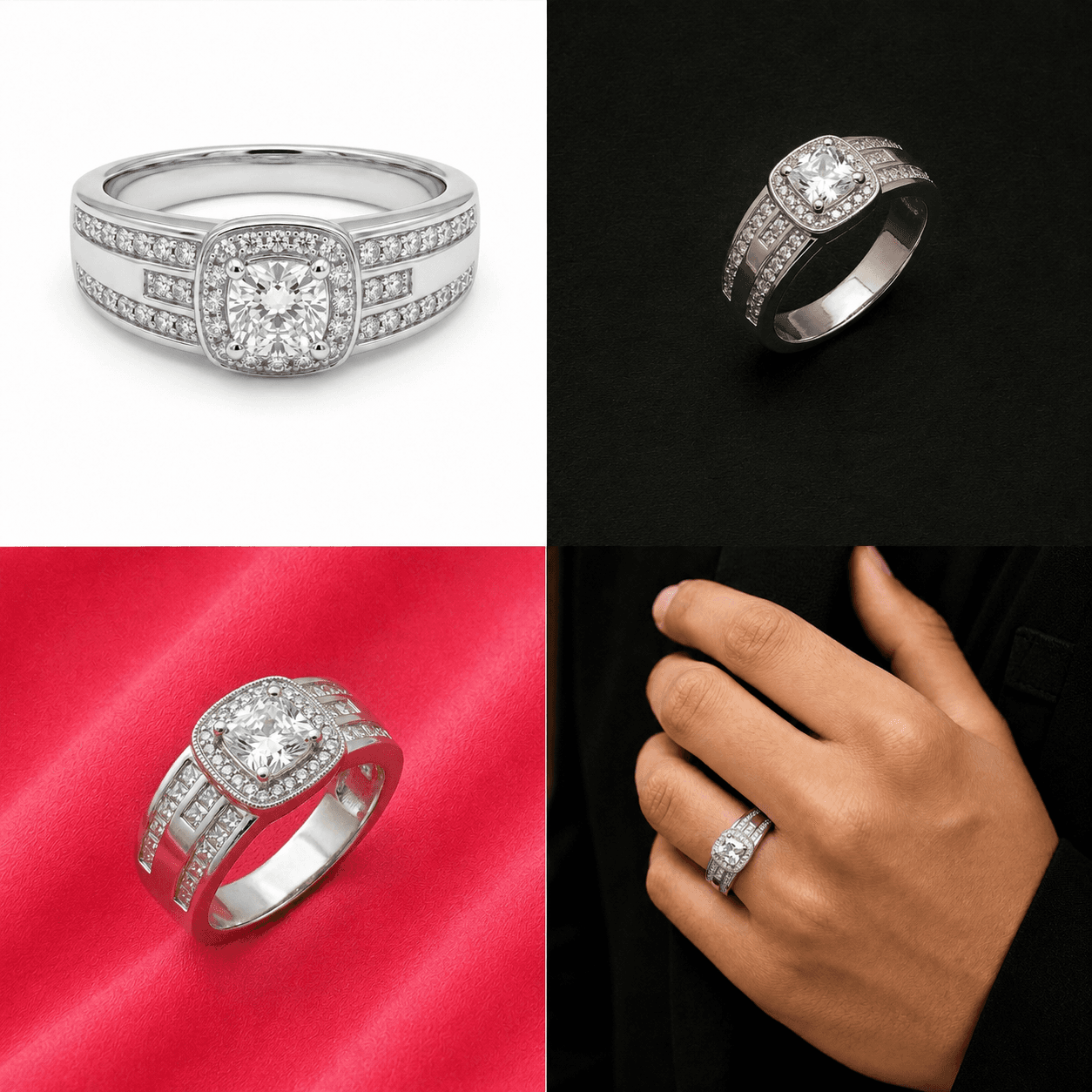 Cushion Halo Statement Ring 5
