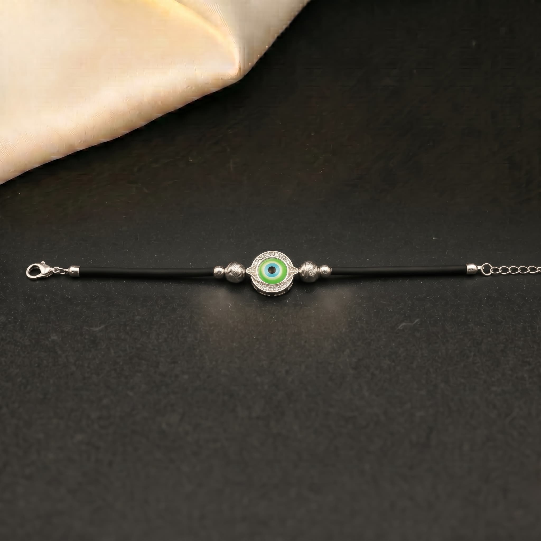 Emerald Evil Eye Cord Bracelet 3