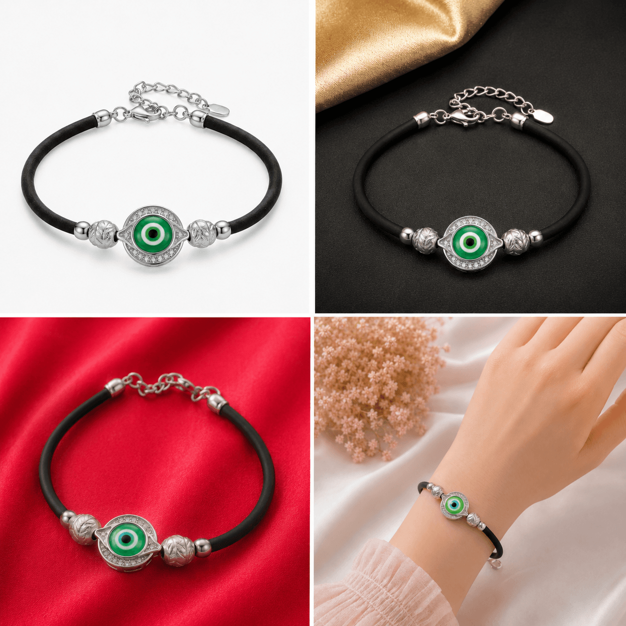 Emerald Evil Eye Cord Bracelet 5