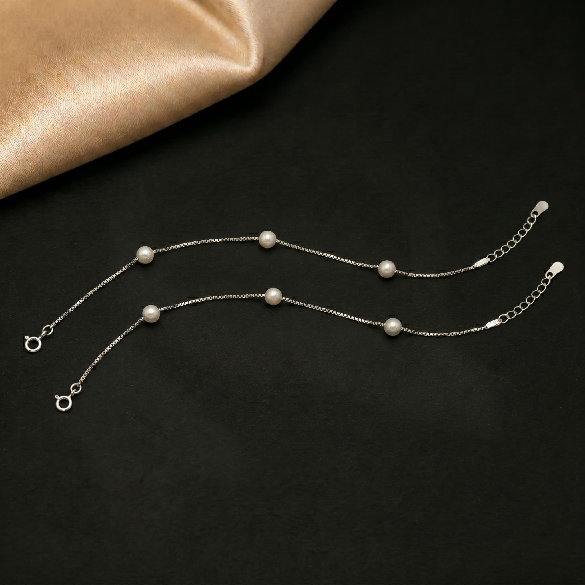 Floating Pearl Station Anklets