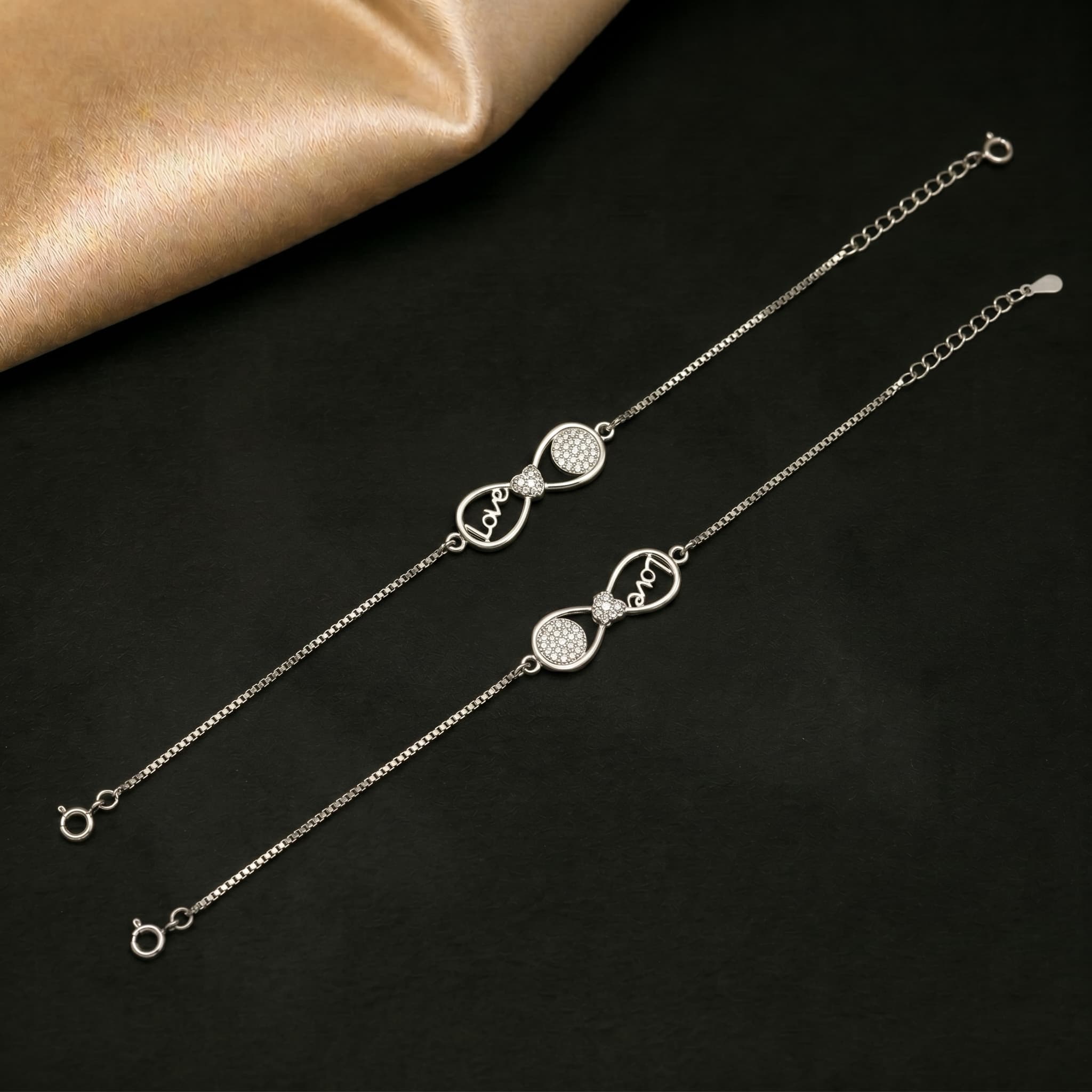 Infinity Love CZ Pave Anklets