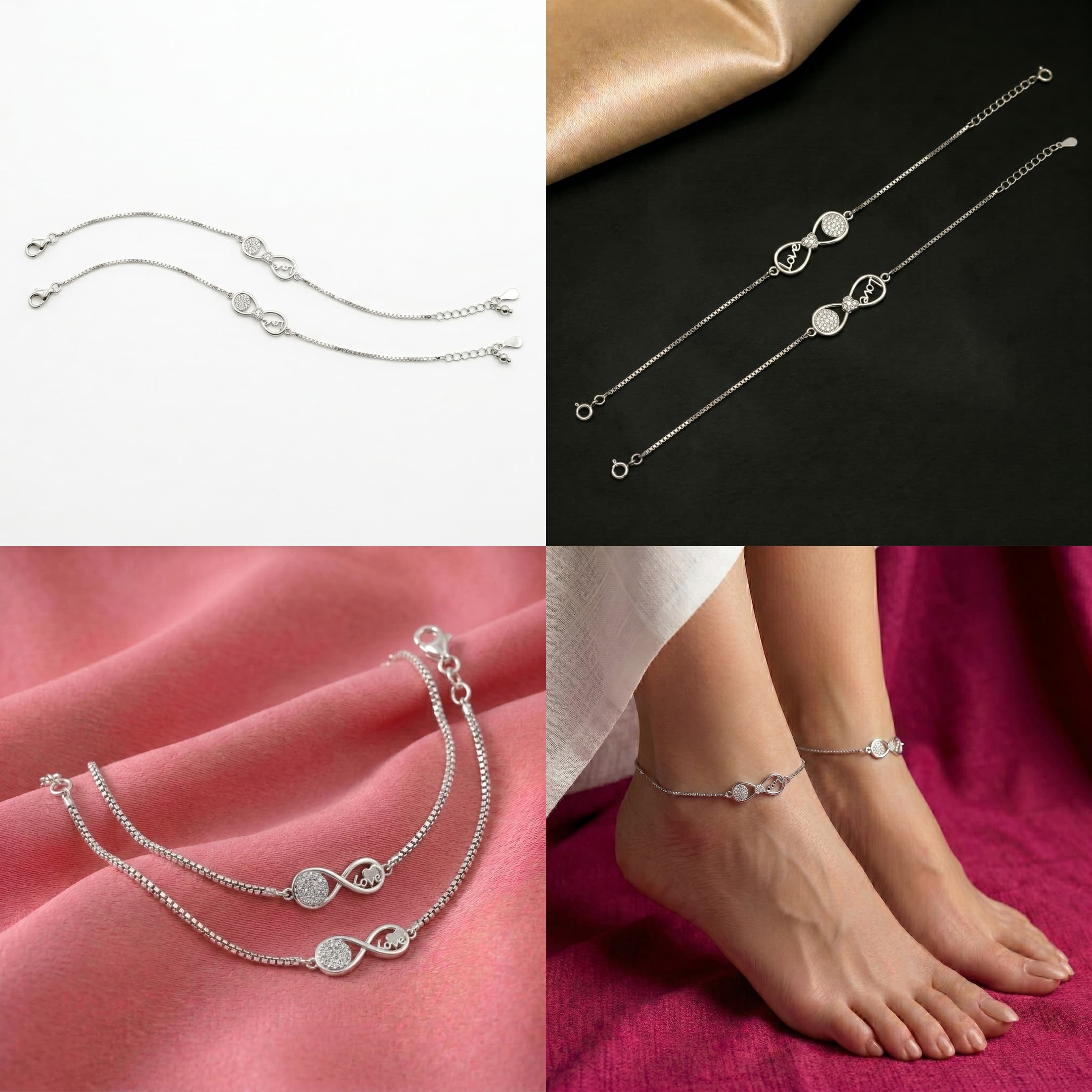 Infinity Love CZ Pave Anklets 5