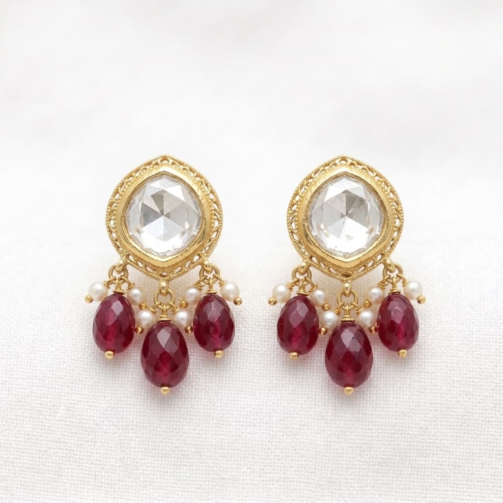 Kundan Ruby Drop Earrings