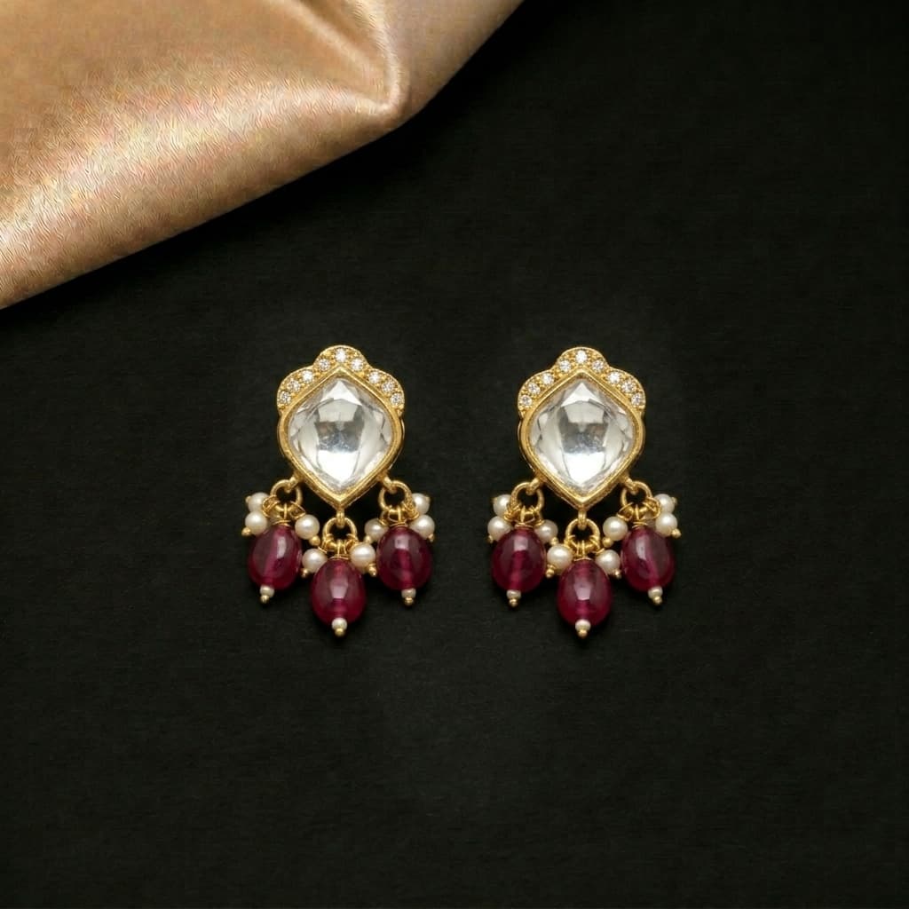 Kundan Ruby Drop Earrings