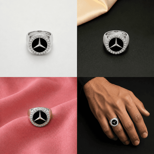 Men's Onyx Star Signet Ring 5