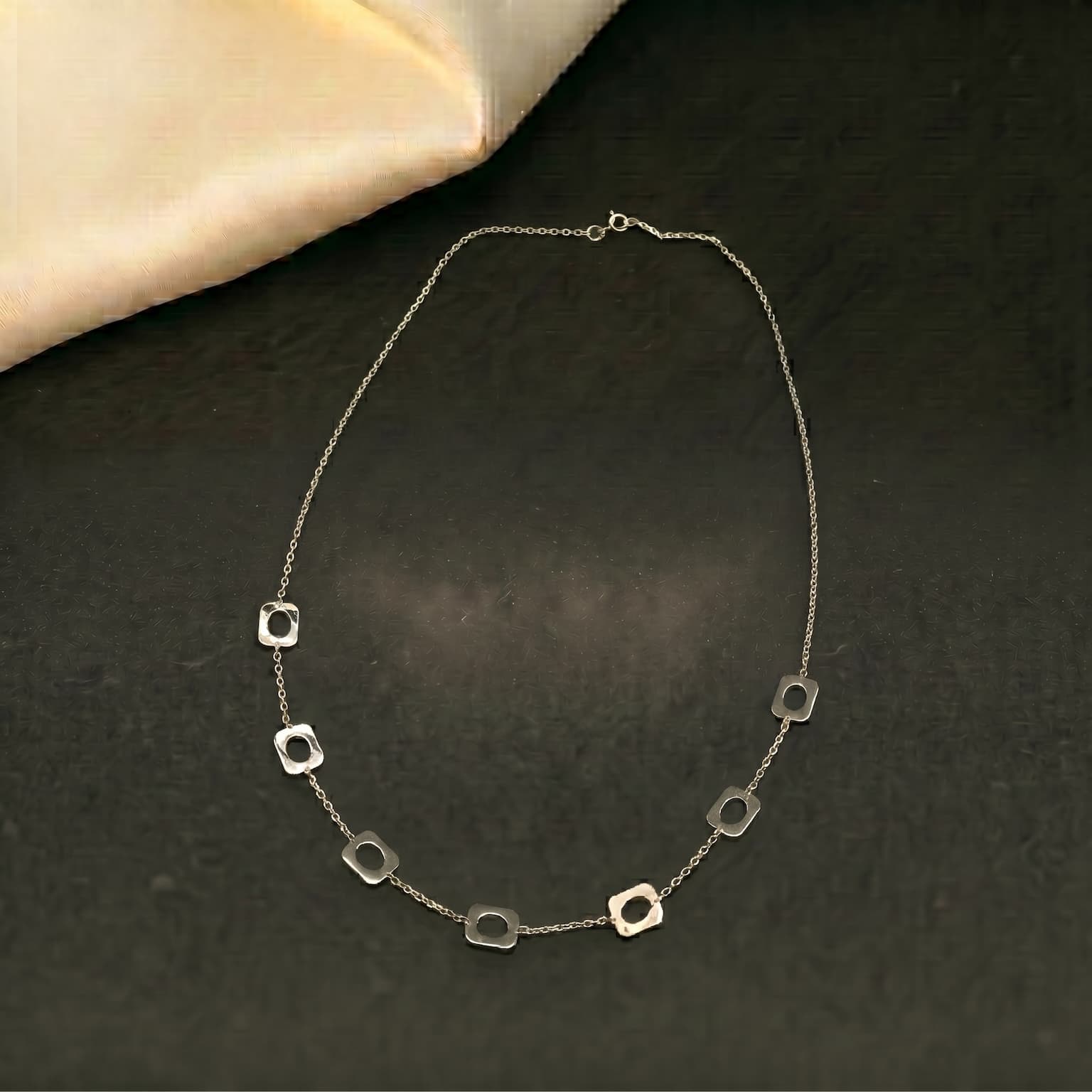 Open Square Station Necklace