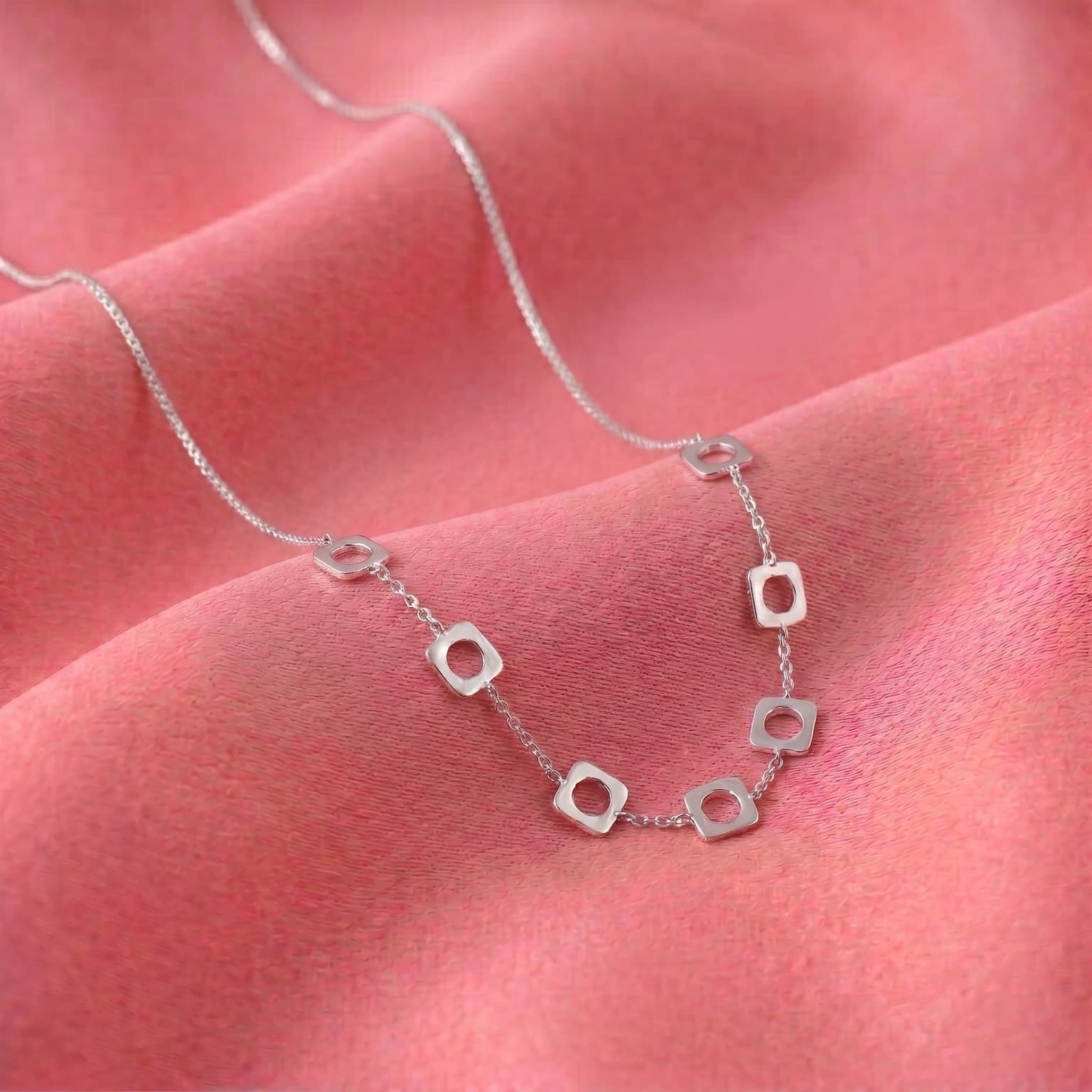 Open Square Station Necklace 3