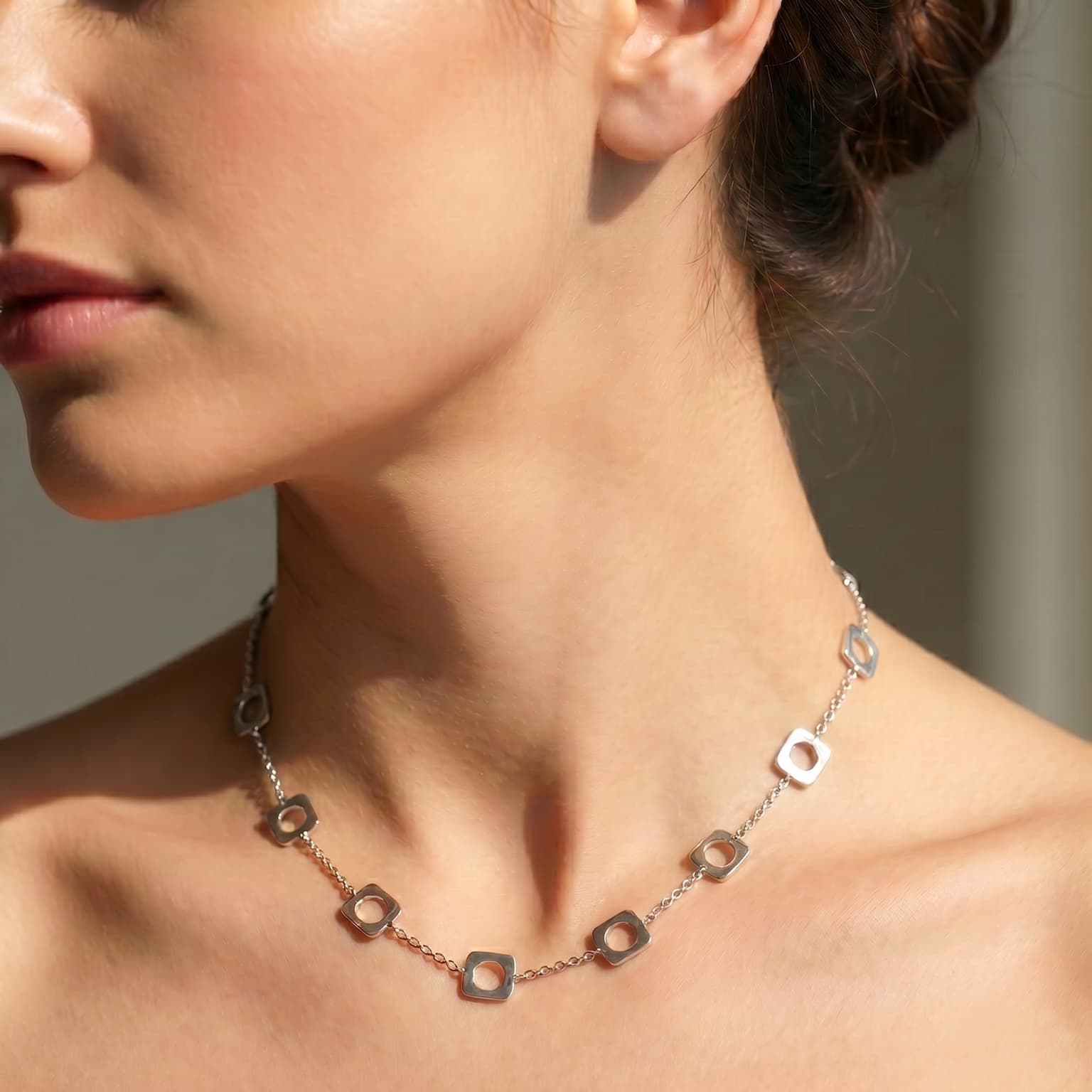 Open Square Station Necklace 4