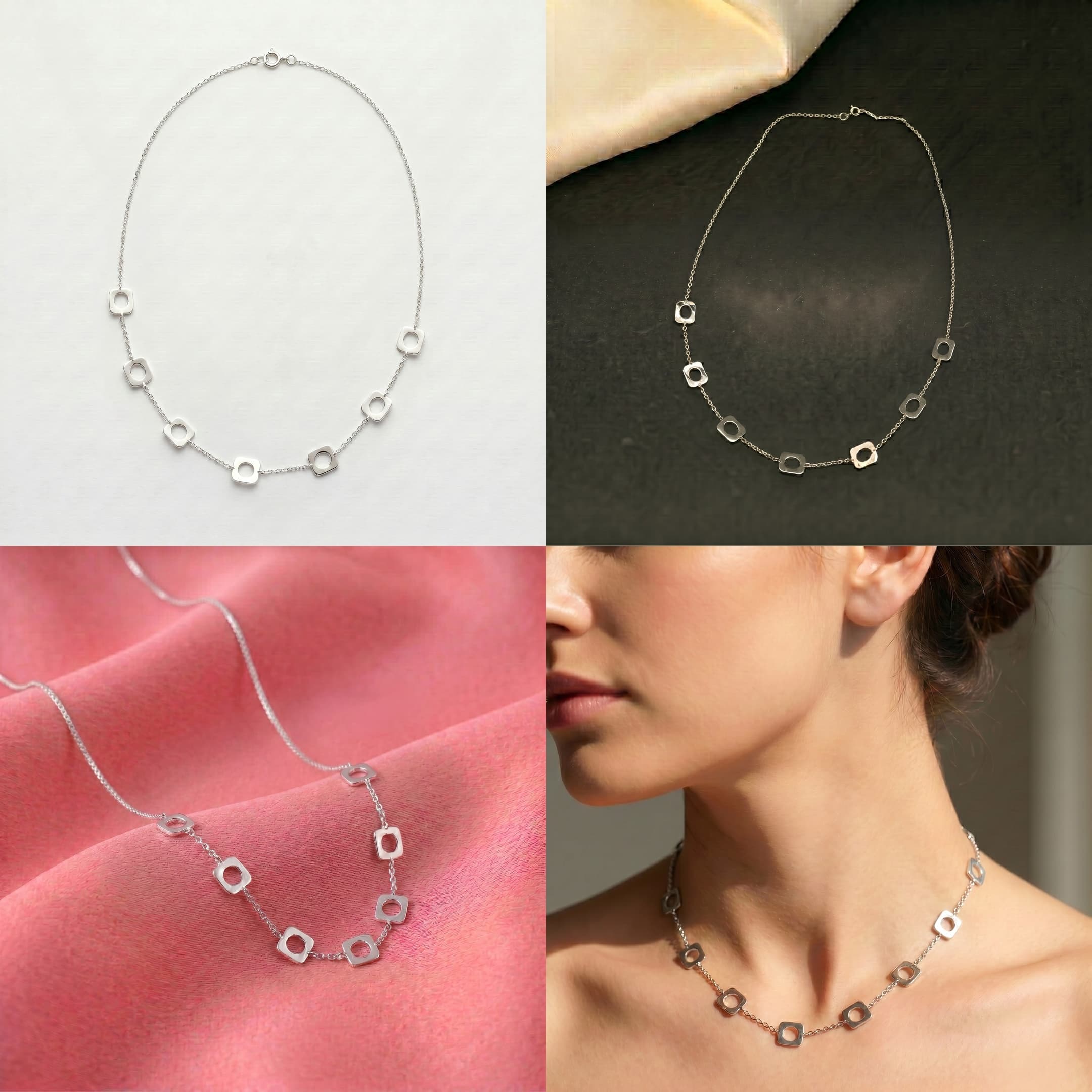 Open Square Station Necklace 5