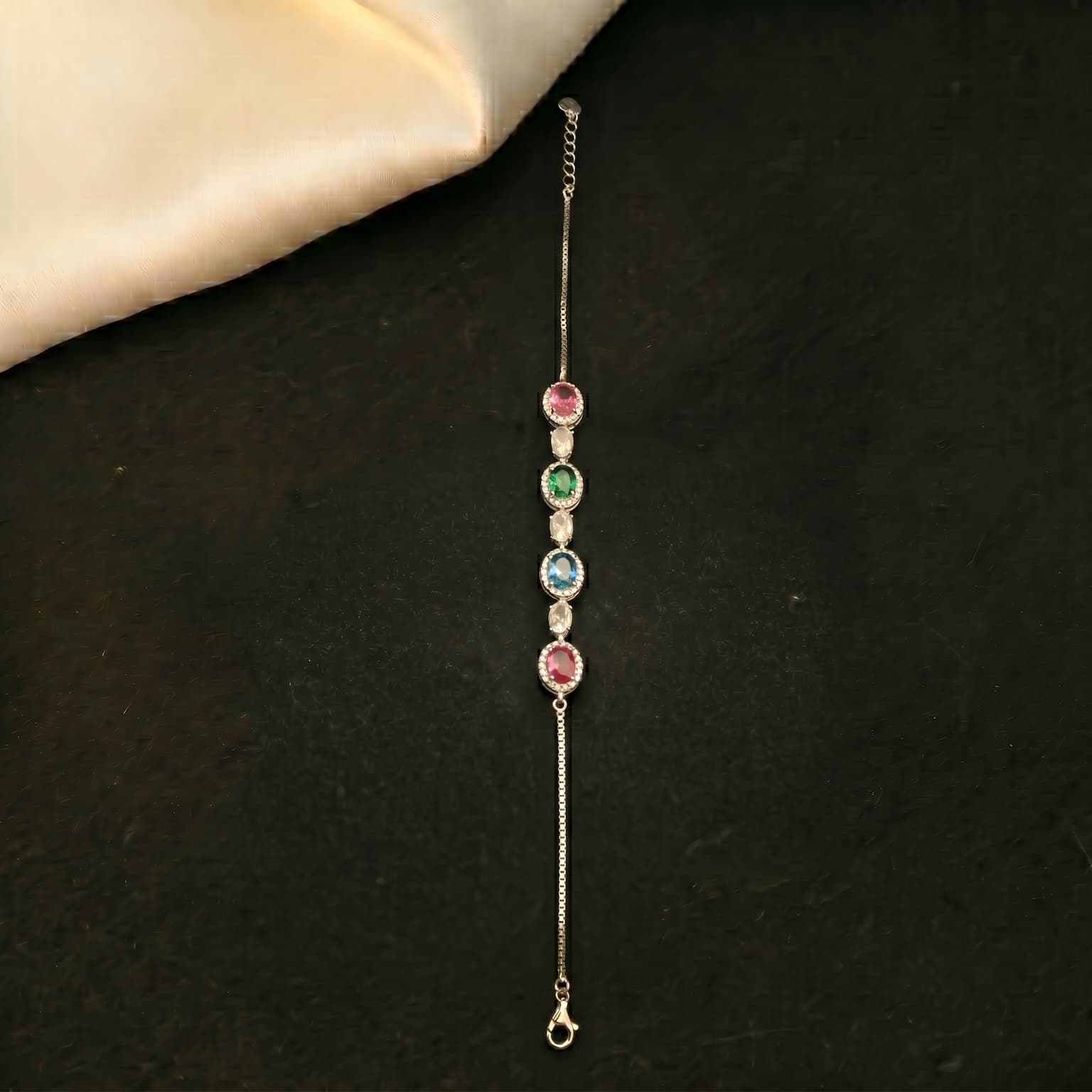 Oval Gemstone Halo Bracelet