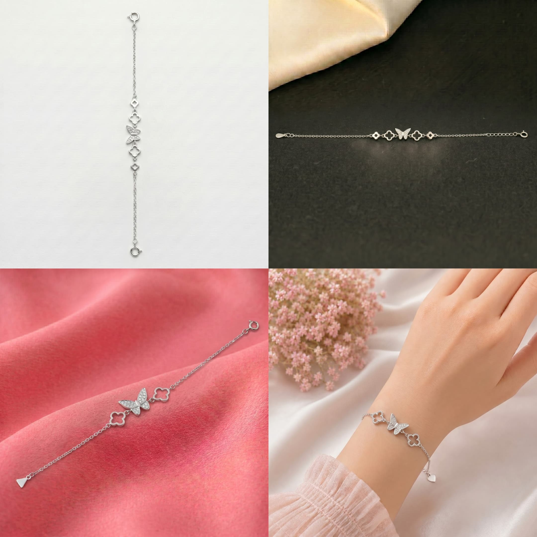 Pave Butterfly Clover Bracelet 5