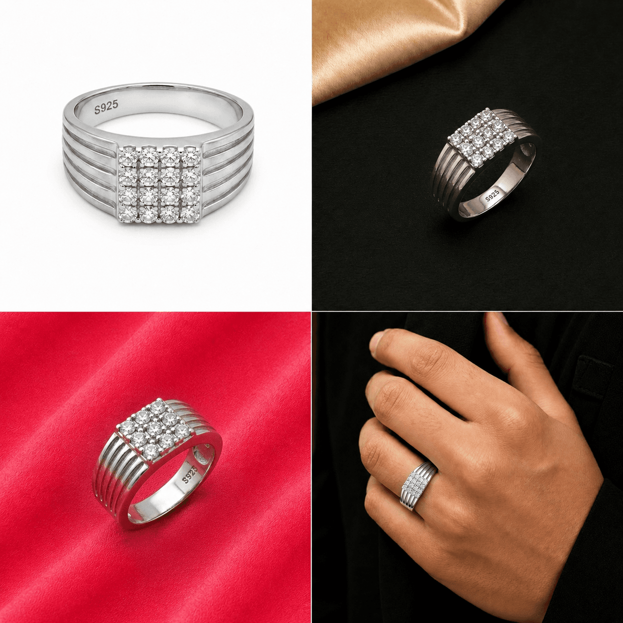 Pave Grid Signet Band 5