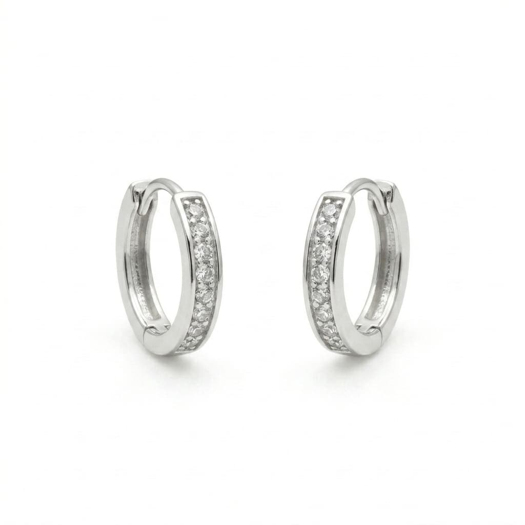 Pave Line Huggie Hoop Earrings