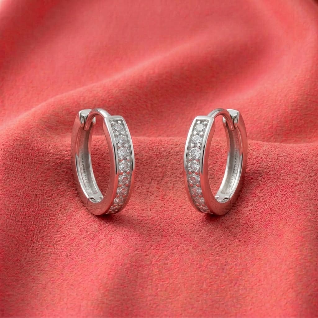 Pave Line Huggie Hoop Earrings 3