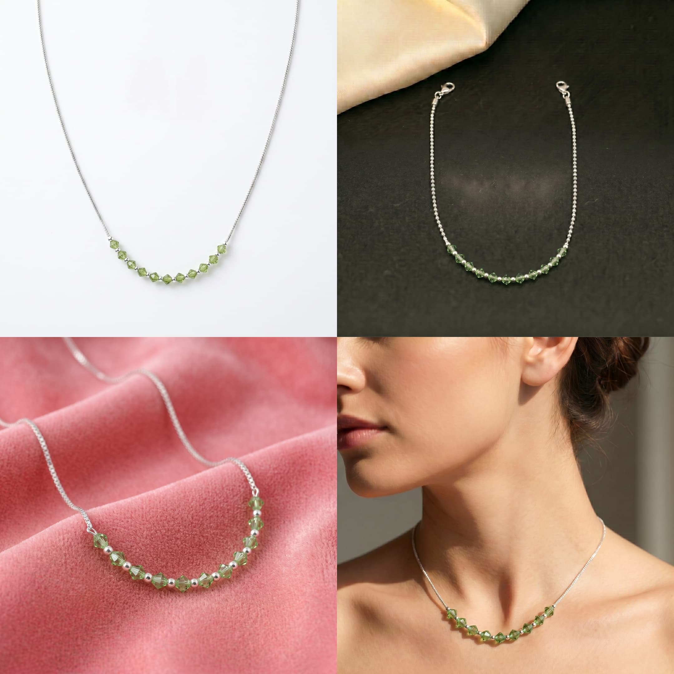 Peridot Crystal Bead Necklace 5