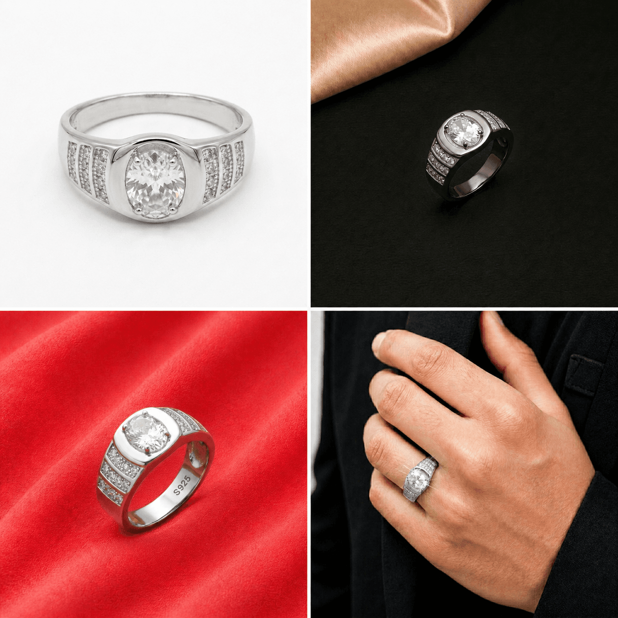 Regal Oval Solitaire Signet Ring 5