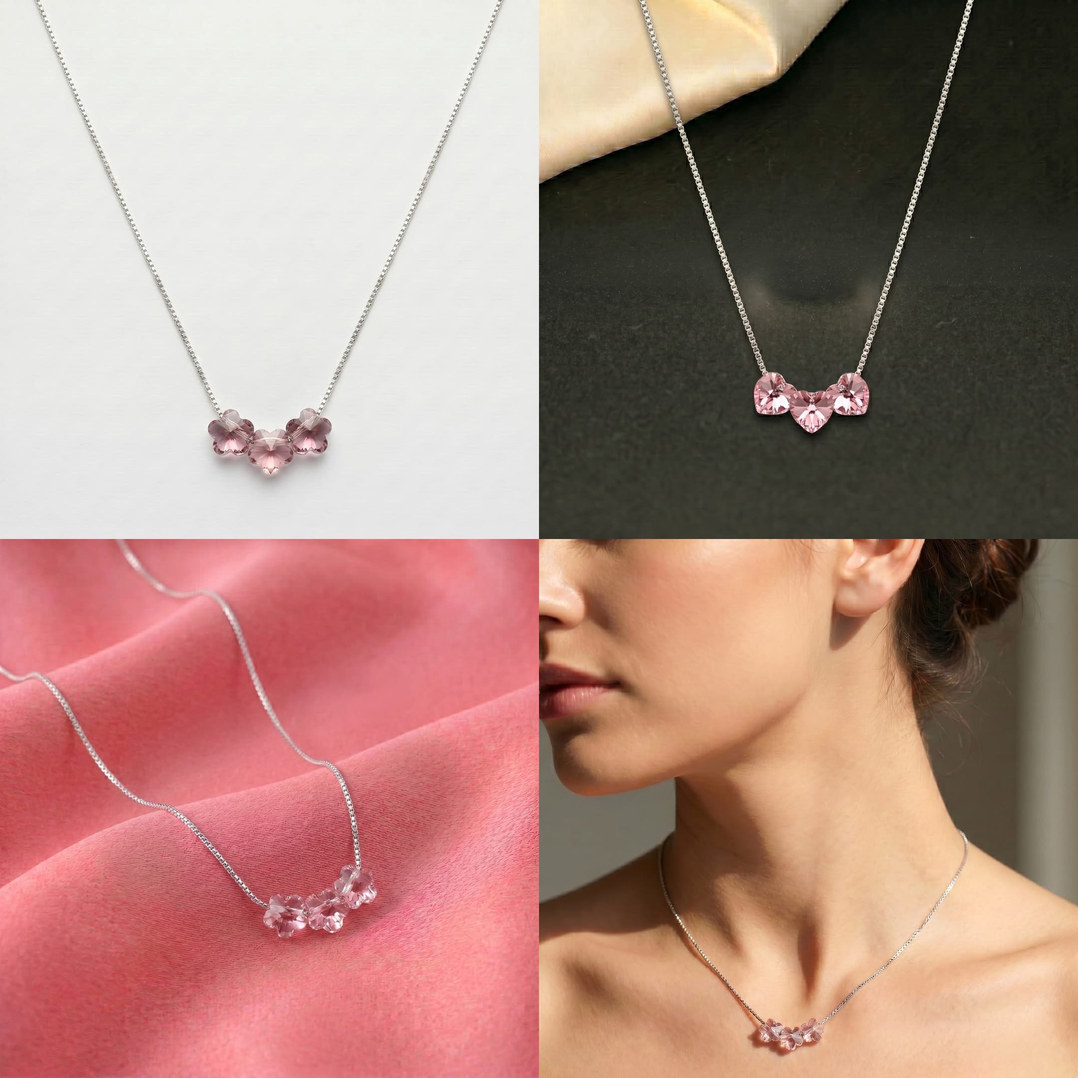 Rose Flower Crystal Necklace 5