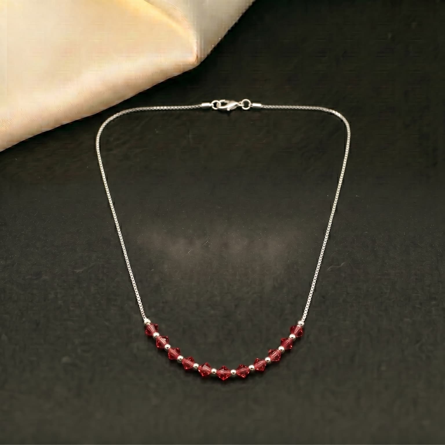 Ruby Crystal Bead Necklace