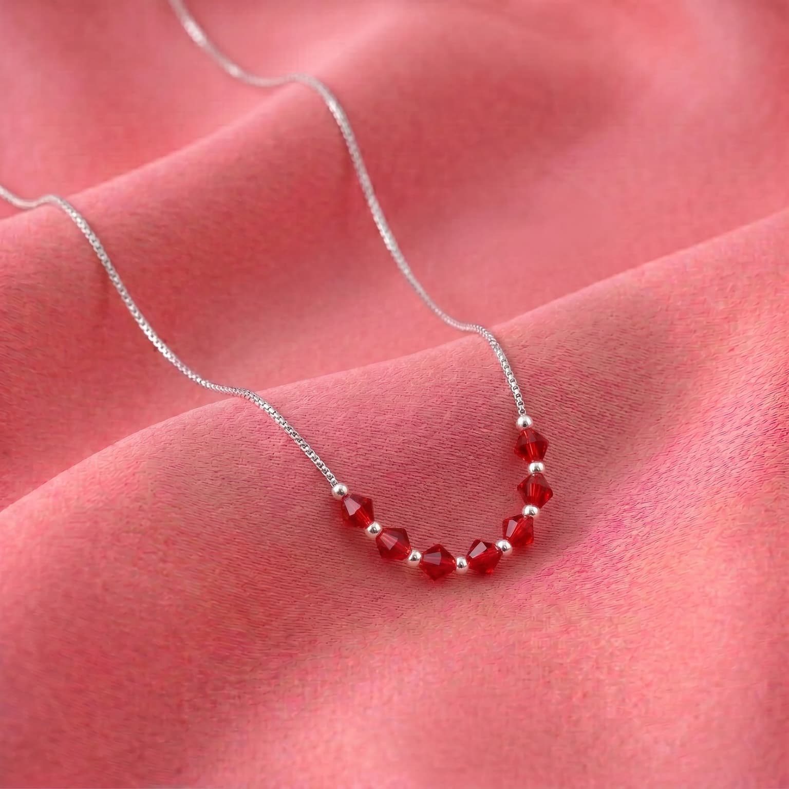 Ruby Crystal Bead Necklace 3
