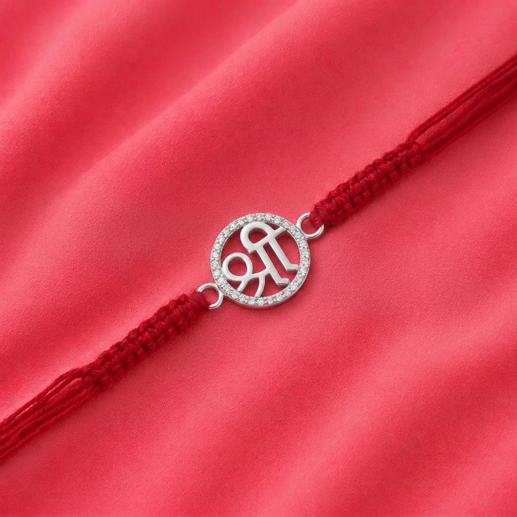 Shree Sacred CZ Silver Rakhi 3