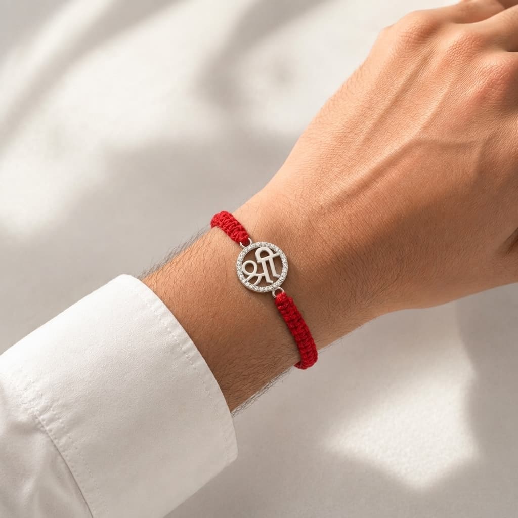 Shree Sacred CZ Silver Rakhi 4