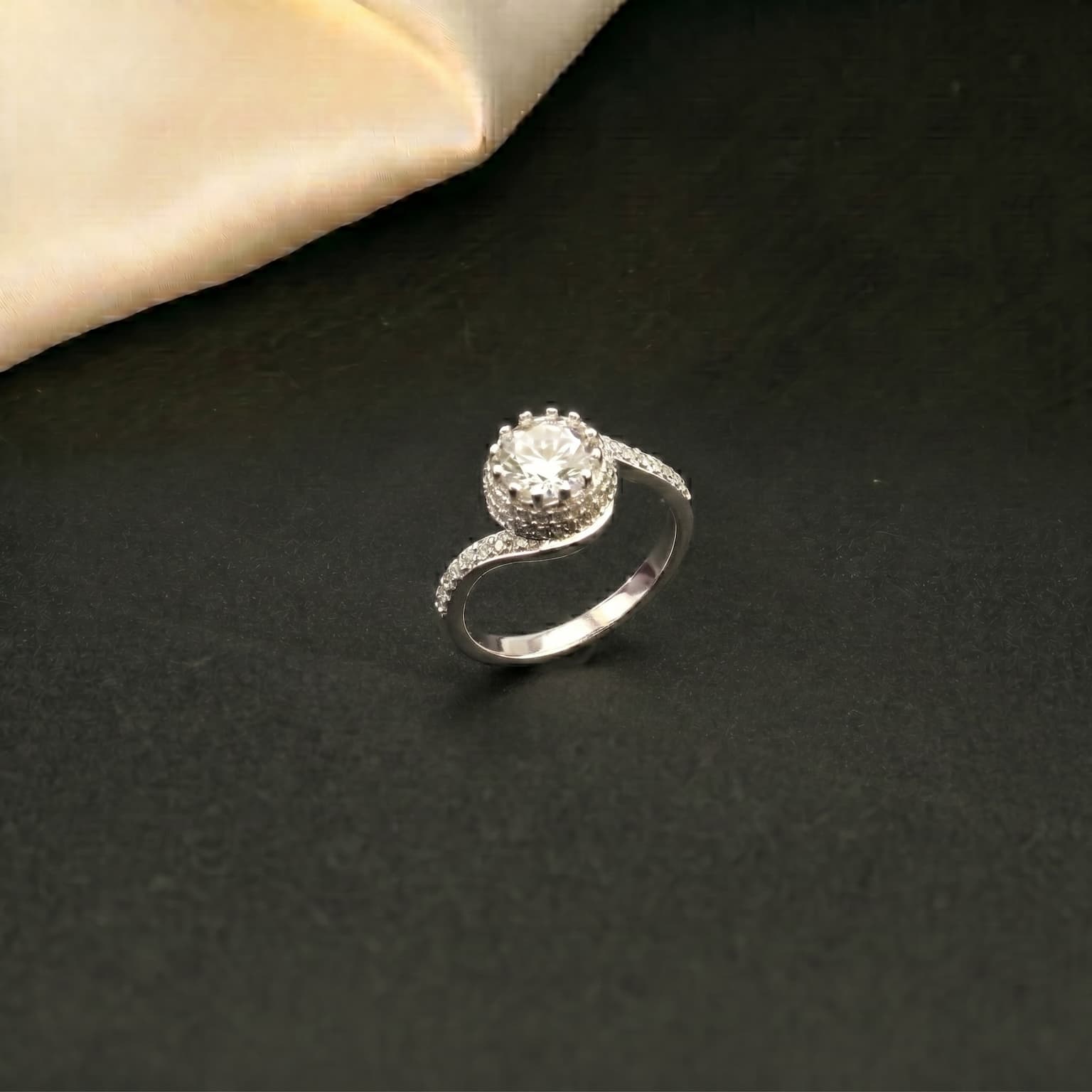 Swirl Halo Ring