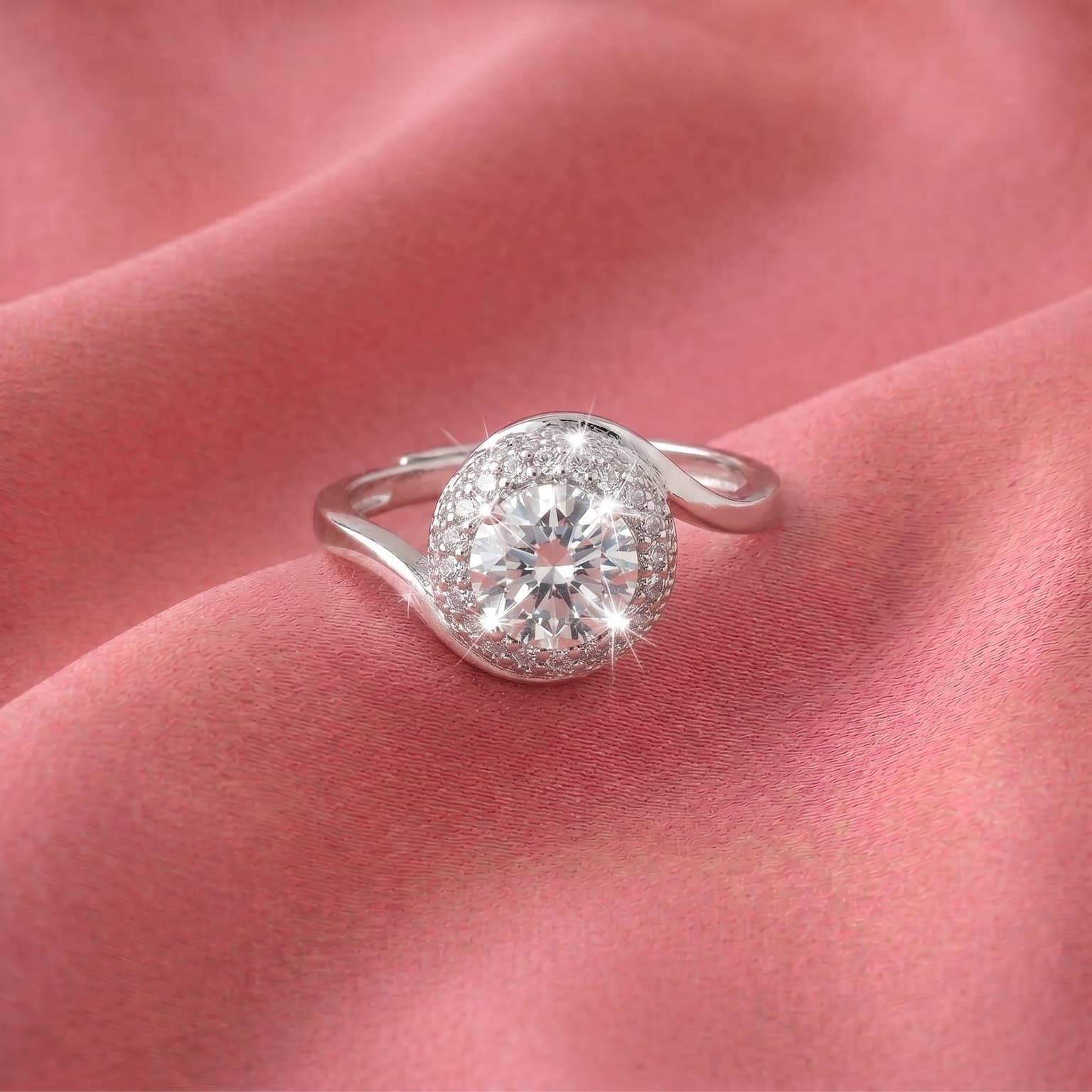Swirl Halo Ring 3