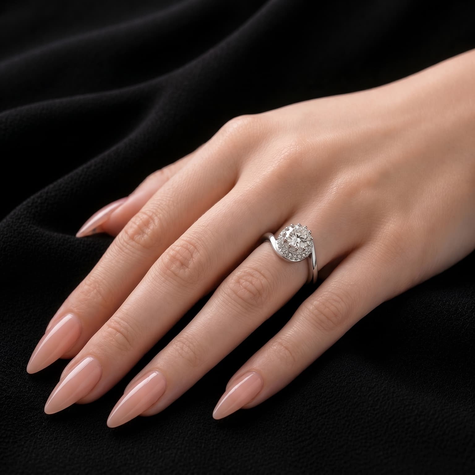 Swirl Halo Ring 4