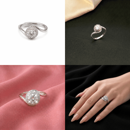 Swirl Halo Ring 5