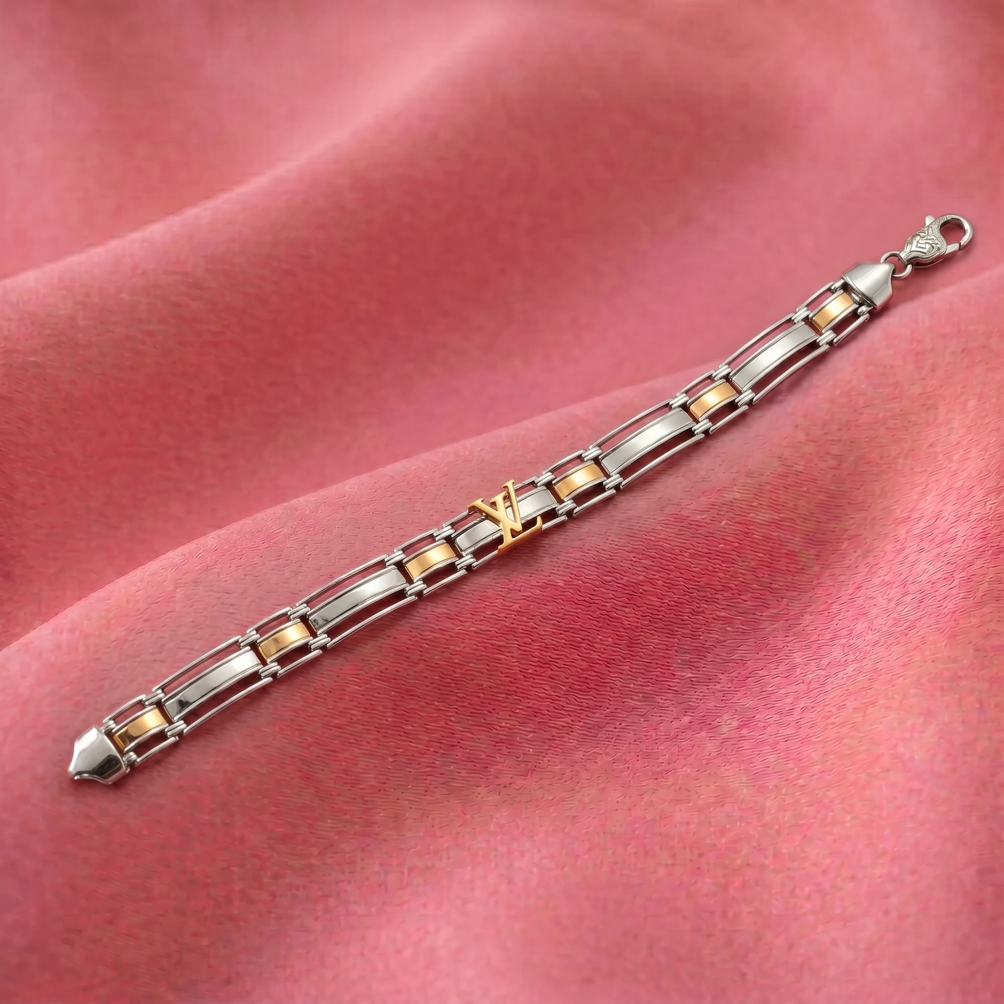 Two Tone Monogram Link Bracelet