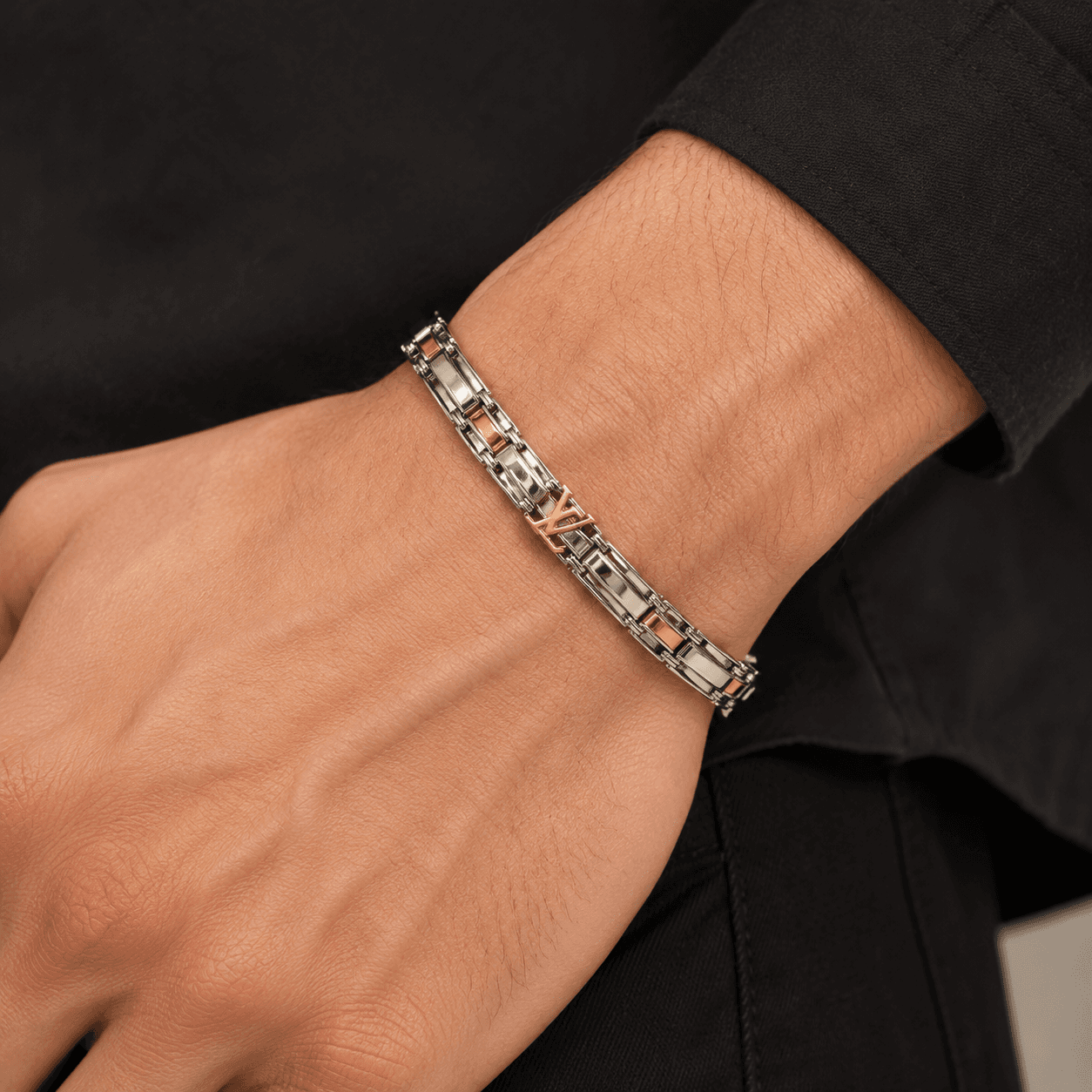 Two Tone Monogram Link Bracelet 4