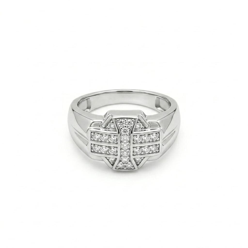 Woven Pave Signet Ring