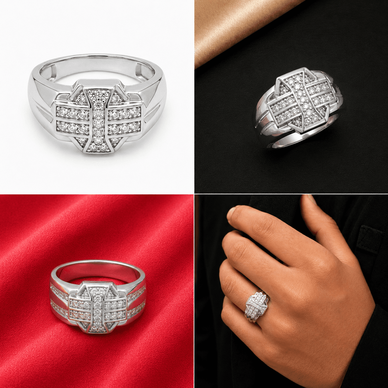 Woven Pave Signet Ring 5
