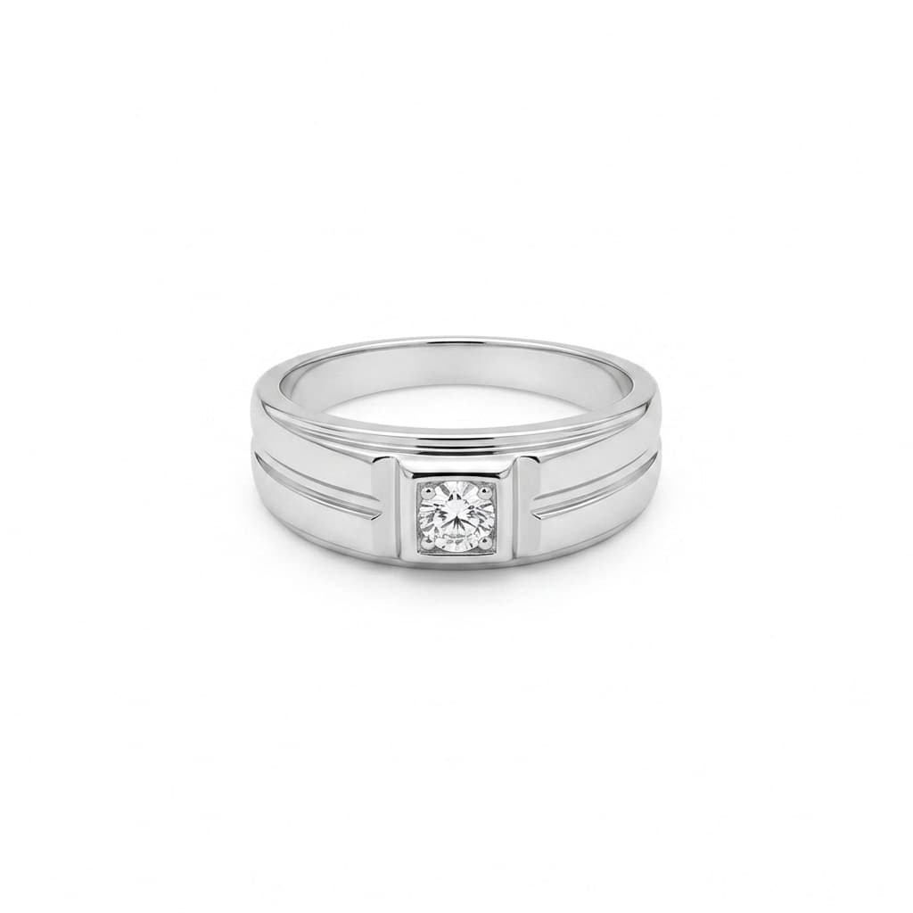 Aiden Grooved Band Solitaire Ring