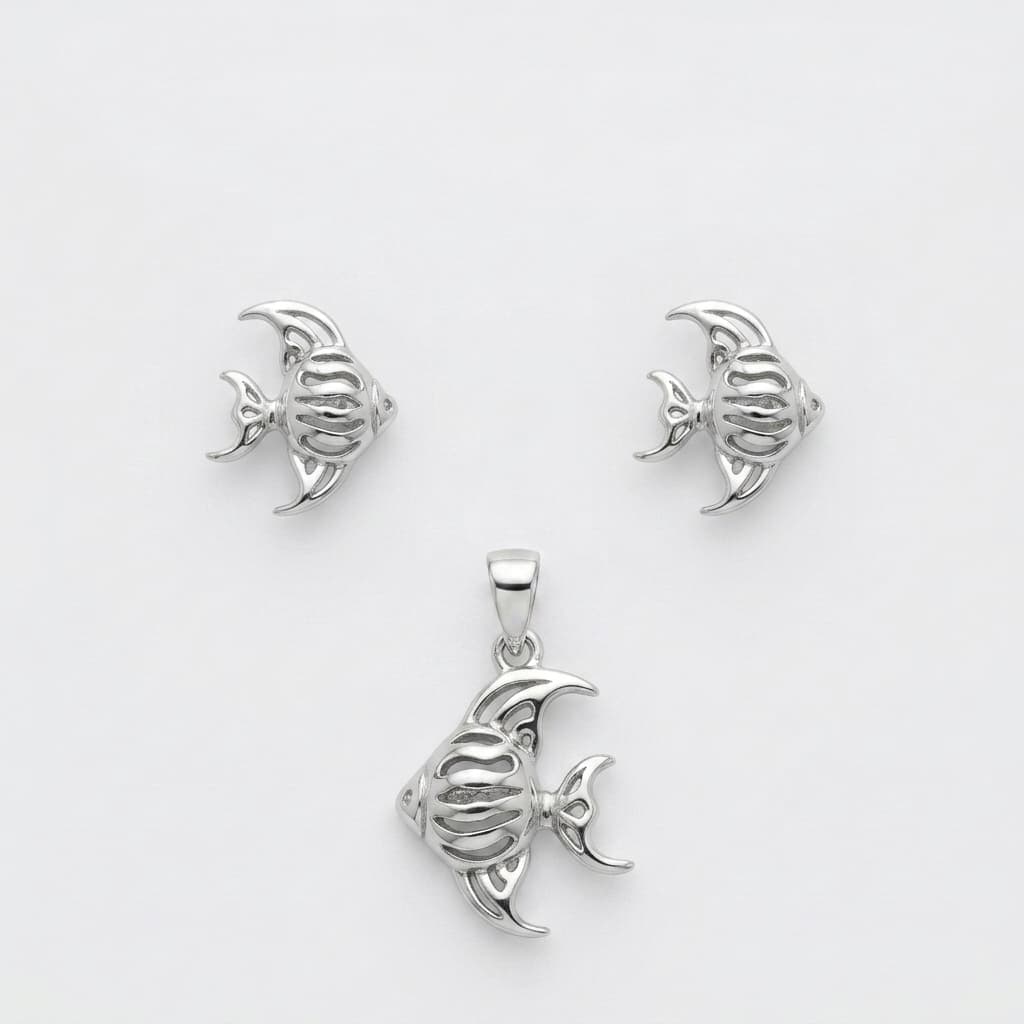 Openwork Angelfish Pendant & Earring Set
