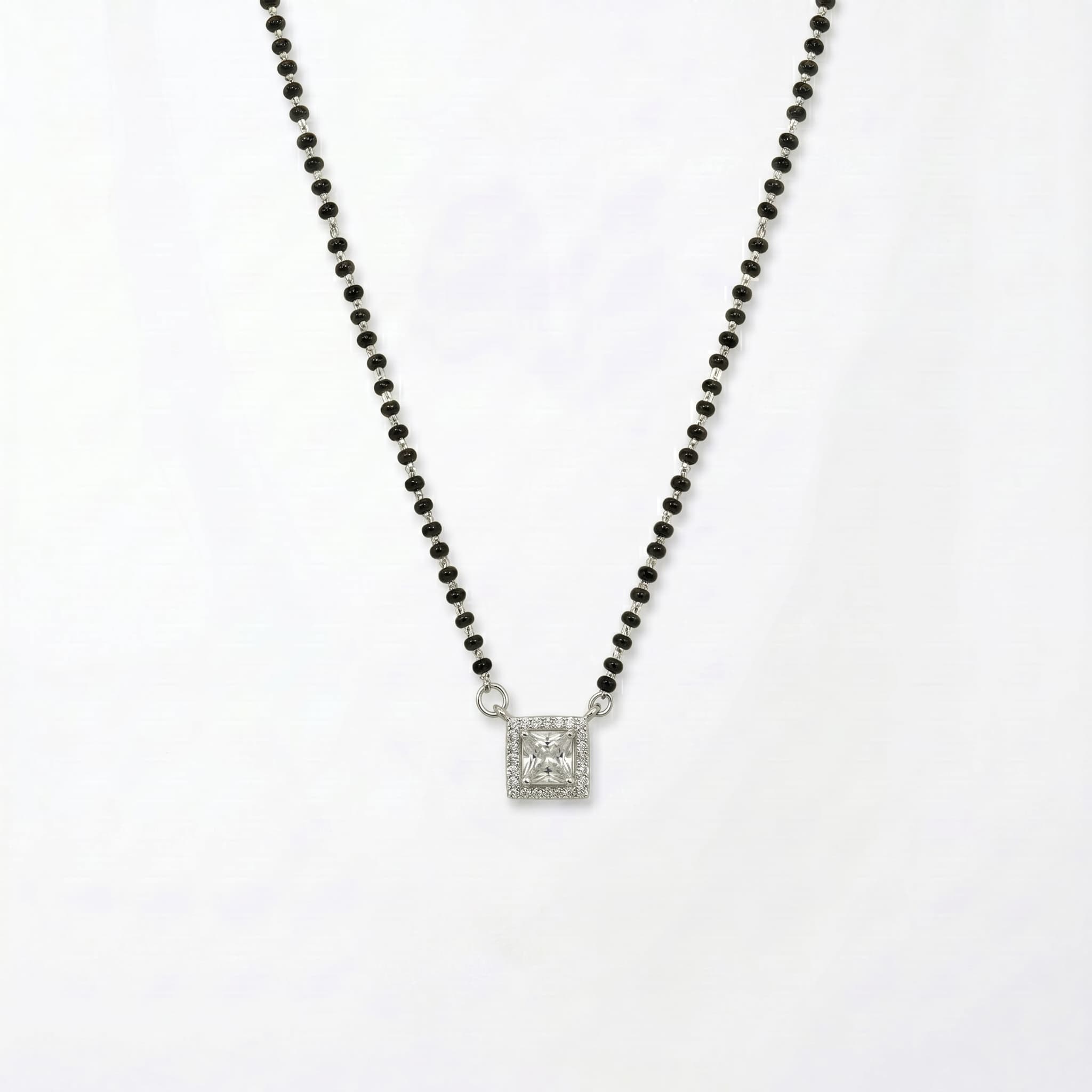 Princess Cut Halo Single Line Mangalsutra