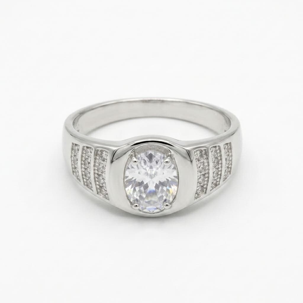 Regal Oval Solitaire Signet Ring