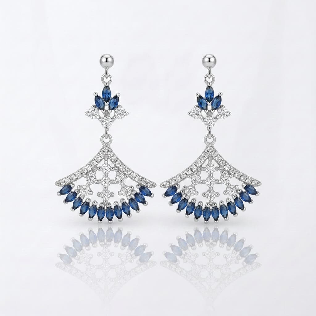 Sapphire Fan Chandelier Earrings