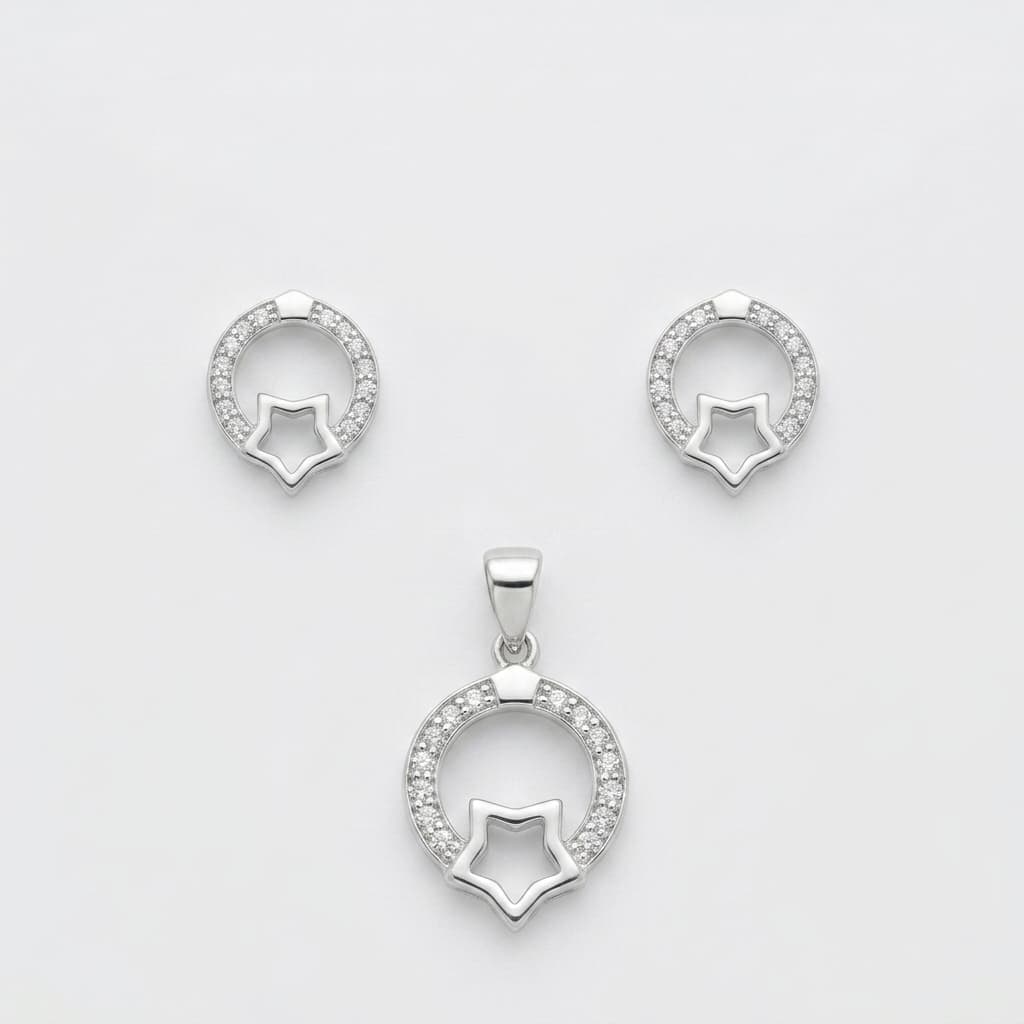 Starlit Circle Necklace & Earring Set