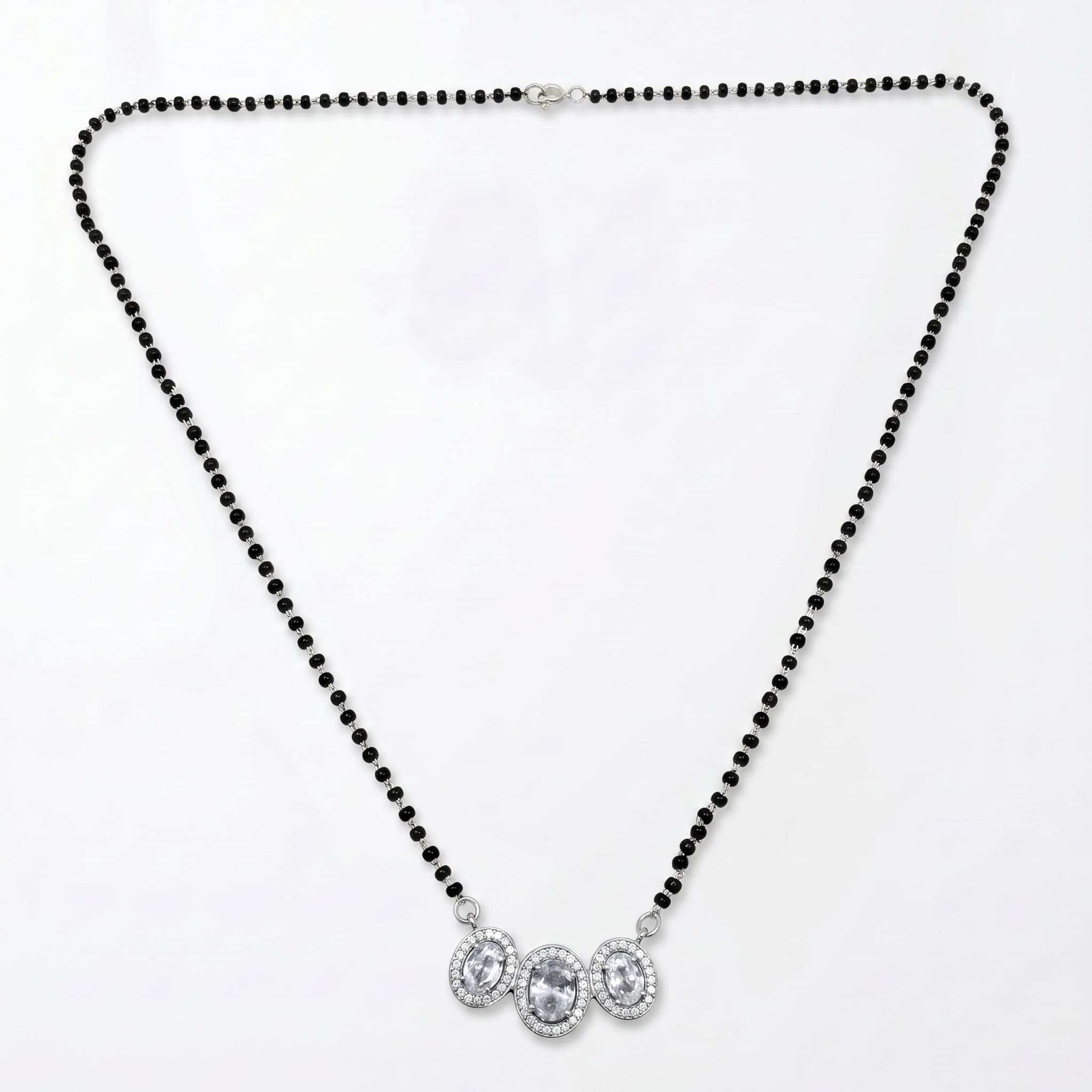 Triple Oval Halo Single Line Mangalsutra