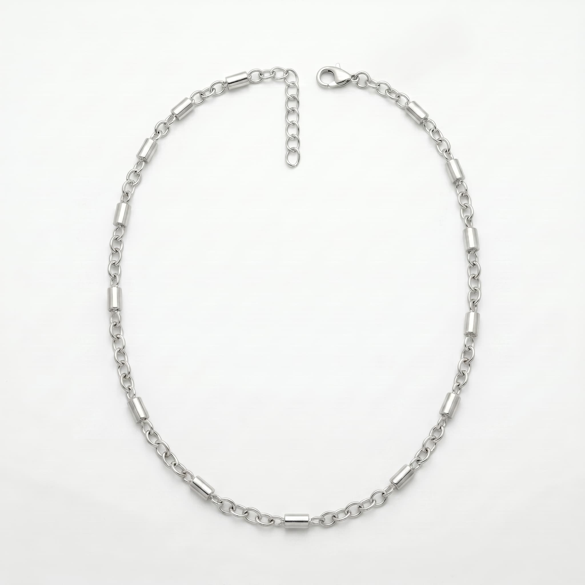 Tube Bead Station Cable Chain Necklace