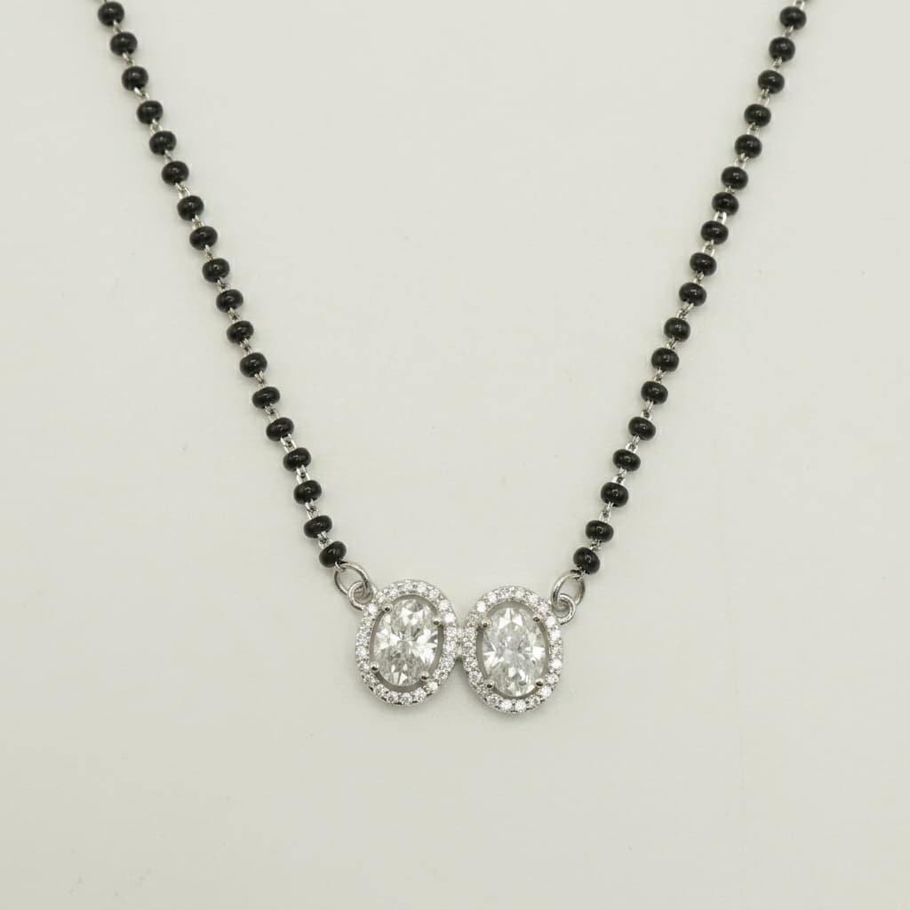 Twin Oval Halo Single Line Mangalsutra